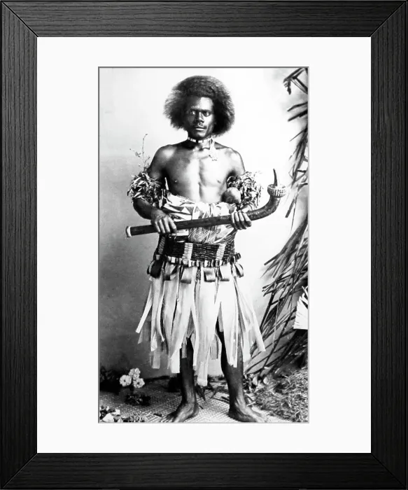 Framed Print : Fijian dancer, Fiji, Victorian period Framed Print : Fijian dancer, Fiji, Victorian period