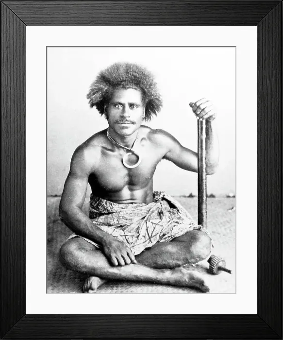 Framed Print : Fijian Warrior, Fiji, Victorian period Framed Print : Fijian Warrior, Fiji, Victorian period