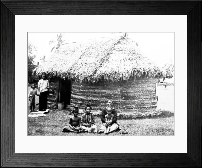 Framed Print : Village hut, Tonga, Victorian period Framed Print : Village hut, Tonga, Victorian period