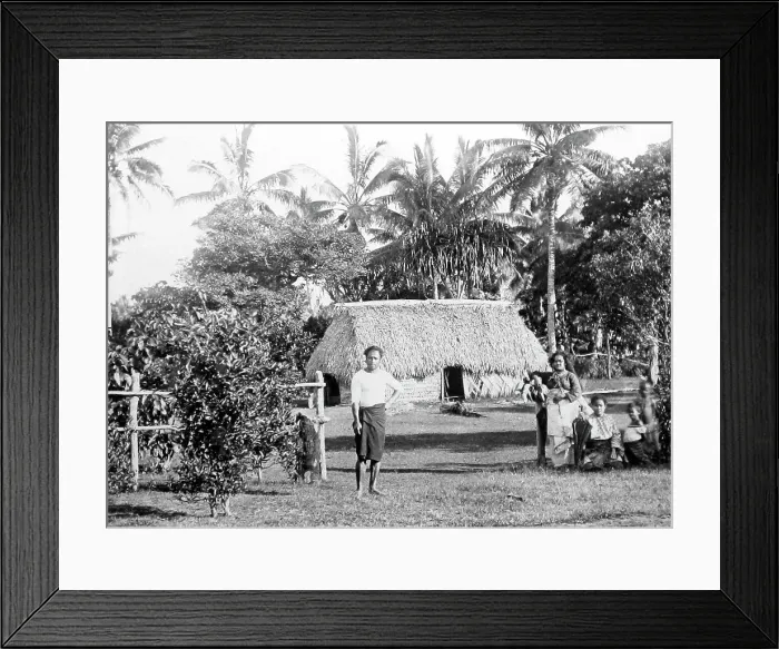 Framed Print : A village Chief's house, Tonga, Victorian period Framed Print : A village Chief's house, Tonga, Victorian period