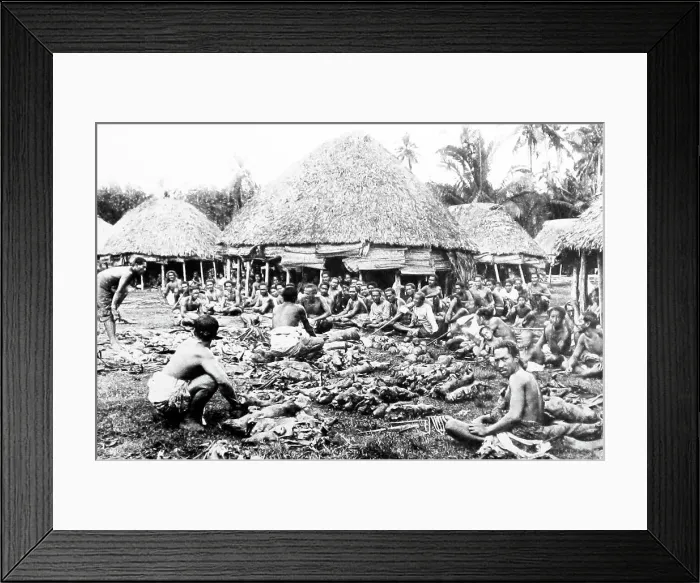 Framed Print : Village feast, Samoa, Victorian period Framed Print : Village feast, Samoa, Victorian period