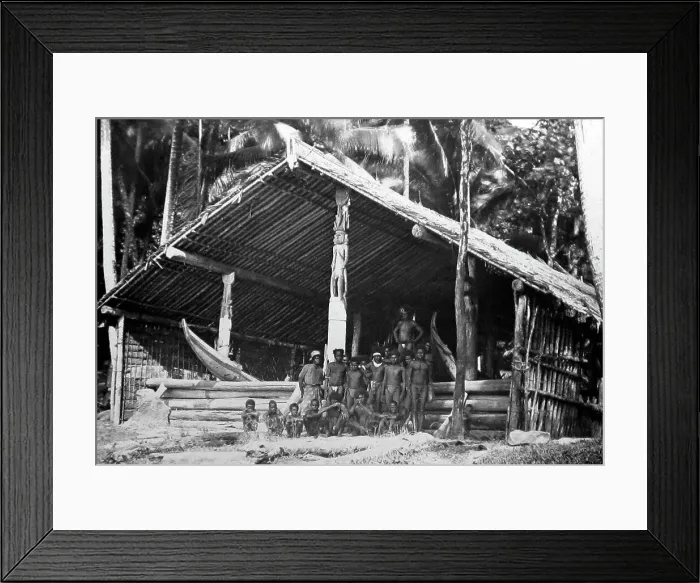 Framed Print : War canoe house, Solomon Islands, Victorian period Framed Print : War canoe house, Solomon Islands, Victorian period