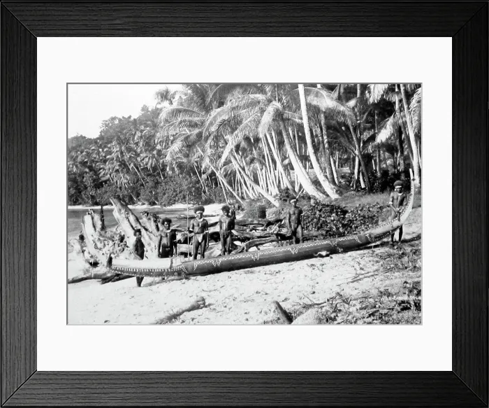 Framed Print : War canoe, Solomon Islands, Victorian period