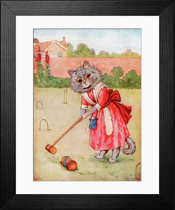 Framed Print : Mrs Tabby playing Croquet by Louis Wain Framed Print : Mrs Tabby playing Croquet by Louis Wain