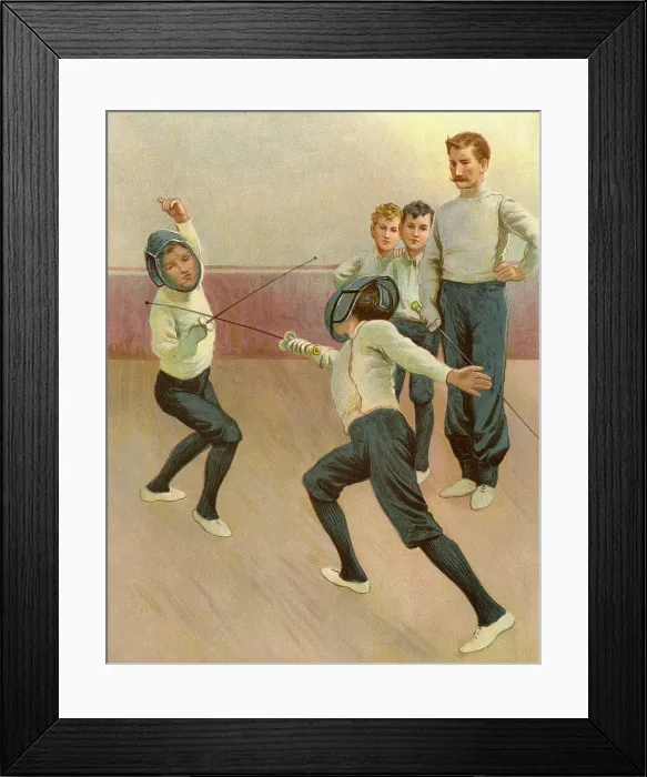 Framed Print : A Bout with the Foils, Boys Fencing Class Framed Print : A Bout with the Foils, Boys Fencing Class