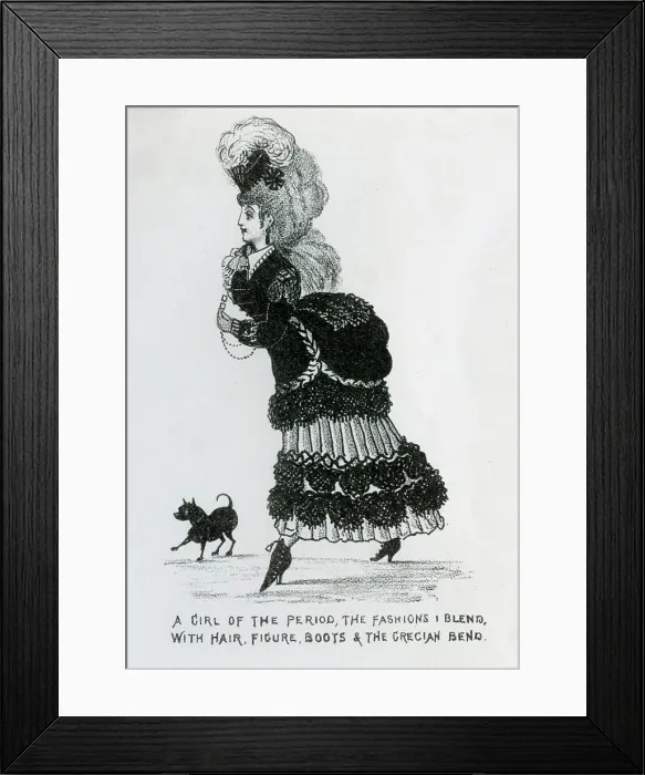 Framed Print : Comic social comment on Women's Fashion c. 1860 Framed Print : Comic social comment on Women's Fashion c. 1860
