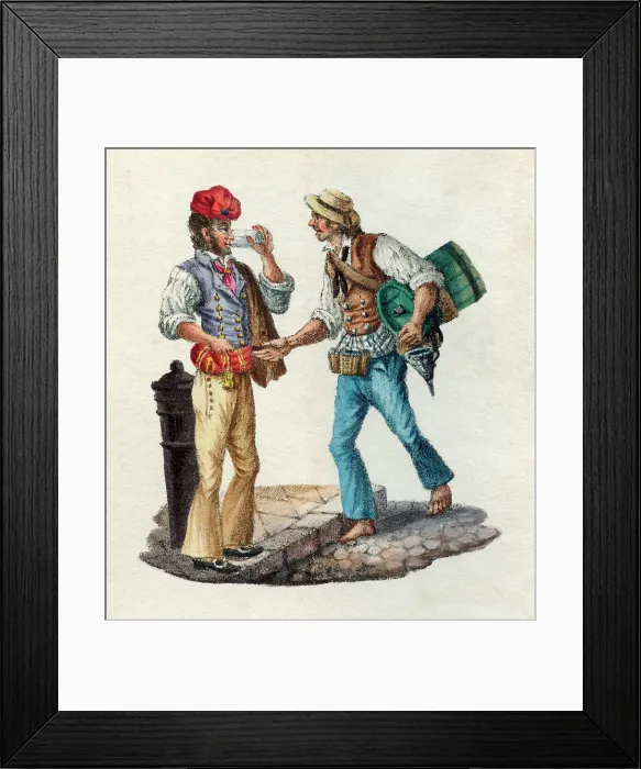 Framed Print : Early 19th century Eurpean Street Vendor, Iced Water Seller Framed Print : Early 19th century Eurpean Street Vendor, Iced Water Seller