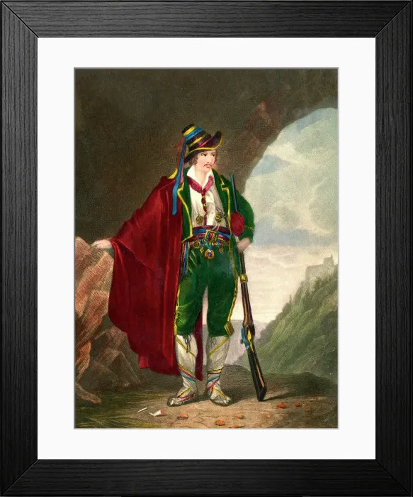 Framed Print : Italian bandit briganti - hand coloured engraving c. 183 Framed Print : Italian bandit briganti - hand coloured engraving c. 183