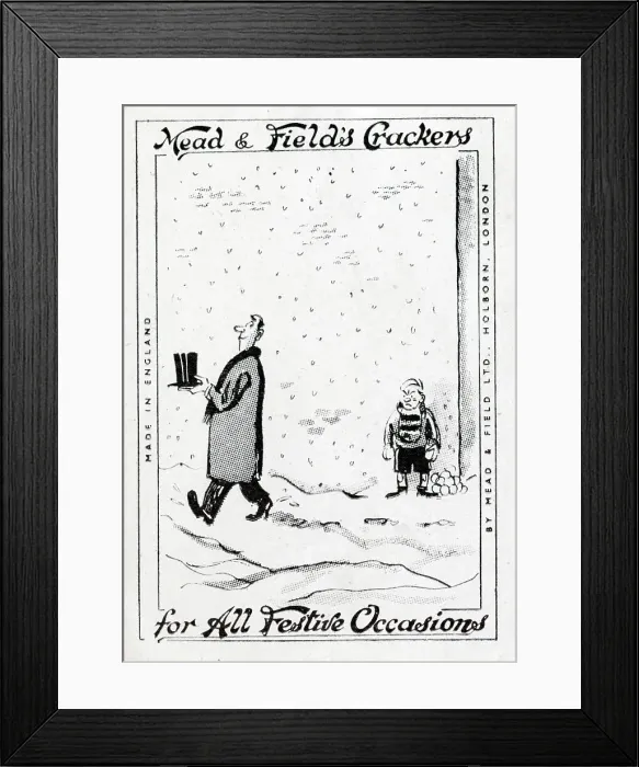 Framed Print : Man removes top hat to prevent boy snowballing Framed Print : Man removes top hat to prevent boy snowballing
