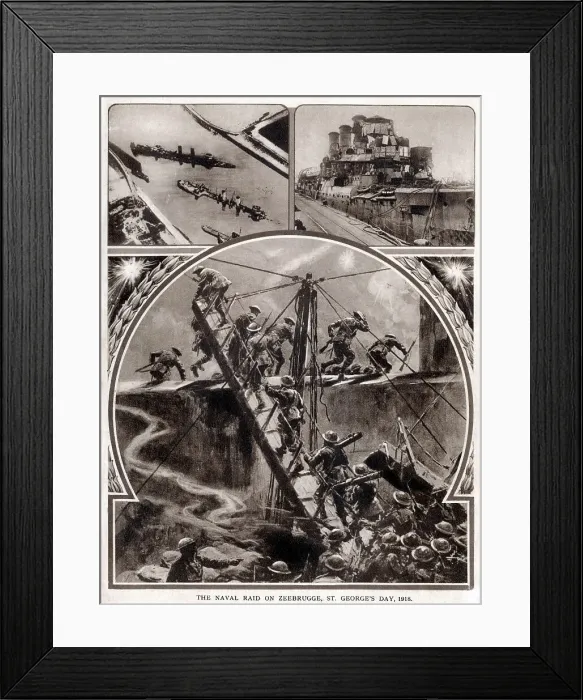 Framed Print : WWI British Naval Raid on Zeebrugge, Belguim Framed Print : WWI British Naval Raid on Zeebrugge, Belguim