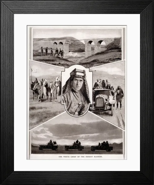 Framed Print : T.E. Lawrence of Arabia, white chief of the desert raiders Framed Print : T.E. Lawrence of Arabia, white chief of the desert raiders