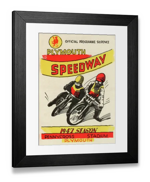 Framed Print : Plymouth Speedway Motorbike Racing 1947 Season Framed Print : Plymouth Speedway Motorbike Racing 1947 Season