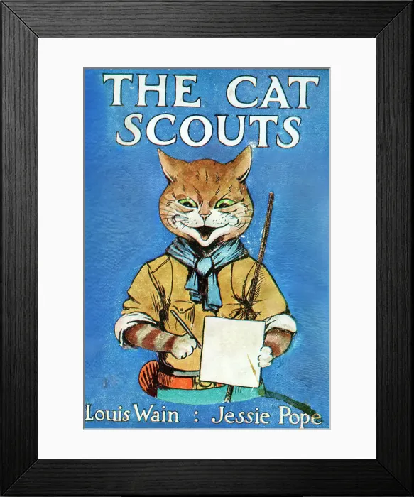 Framed Print : Louis Wain - The Cat Scouts, 1912 Framed Print : Louis Wain - The Cat Scouts, 1912