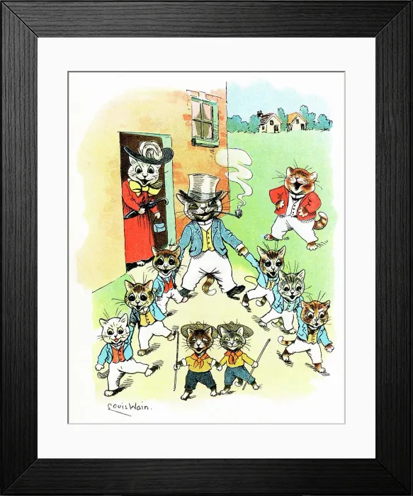 Framed Print : Louis Wain - The Cat Scouts, 1912 Framed Print : Louis Wain - The Cat Scouts, 1912