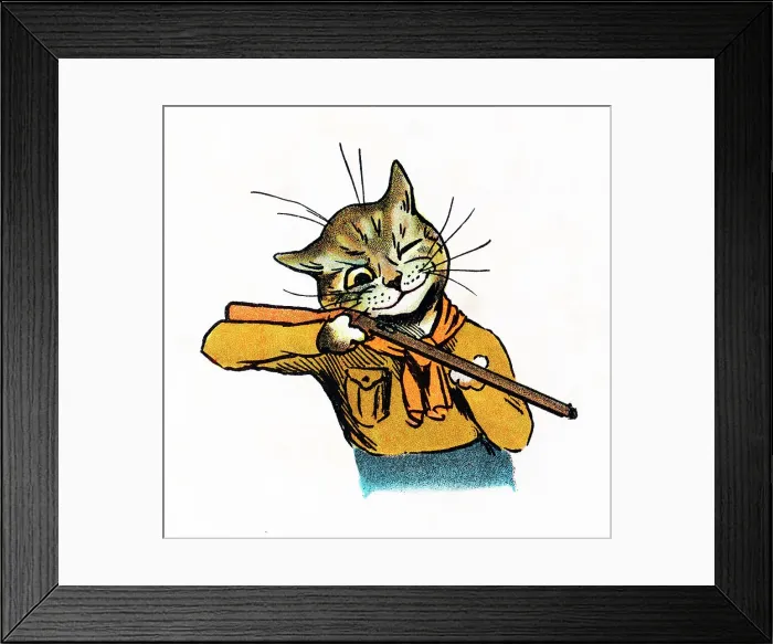Framed Print : Louis Wain Cat Scout aiming a rifle Framed Print : Louis Wain Cat Scout aiming a rifle