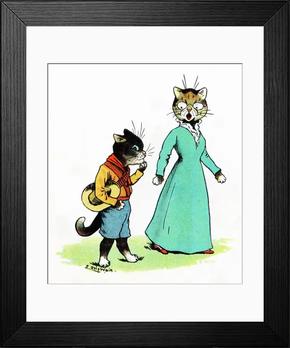 Framed Print : Louis Wain Cat Scout and his Mummy Puss Framed Print : Louis Wain Cat Scout and his Mummy Puss