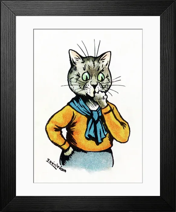 Framed Print : Louis Wain Cat Scout and the tiresome teazer Framed Print : Louis Wain Cat Scout and the tiresome teazer