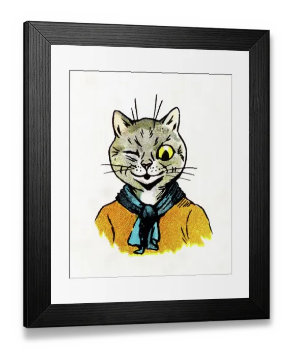 Framed Print : Louis Wain Cat Scout winking Framed Print : Louis Wain Cat Scout winking