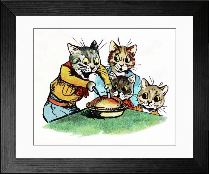 Framed Print : Louis Wain Cat Scoutmaster cutting the mouse pie Framed Print : Louis Wain Cat Scoutmaster cutting the mouse pie