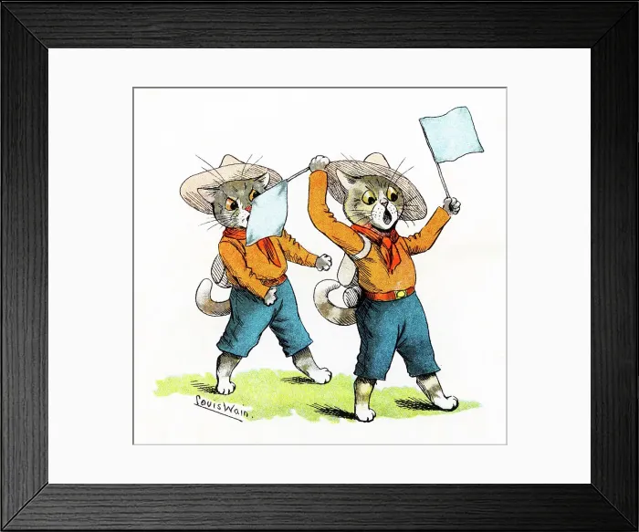 Framed Print : Louis Wain Cats Scout semaphore signal