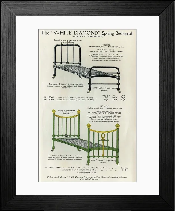 Framed Print : The White Diamond Bedstead No. 1 Framed Print : The White Diamond Bedstead No. 1