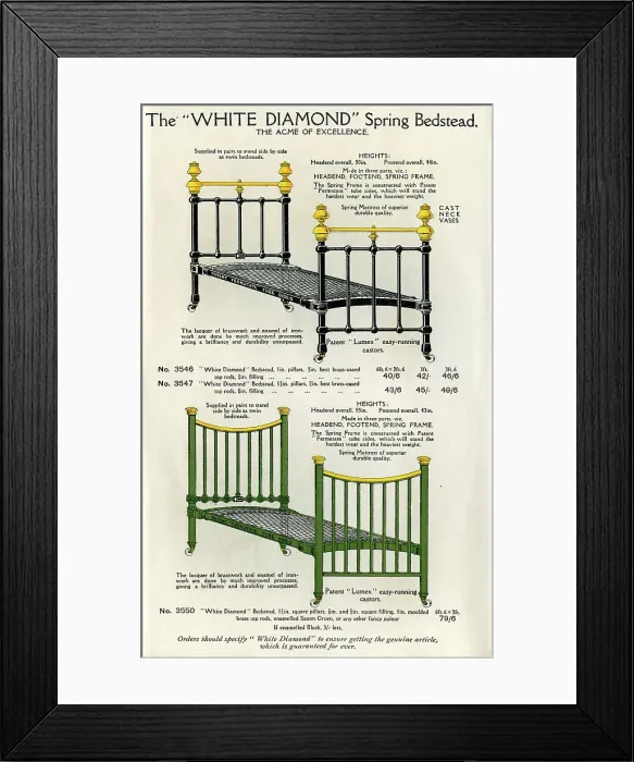 Framed Print : The White Diamond Bedstead No. 2 Framed Print : The White Diamond Bedstead No. 2