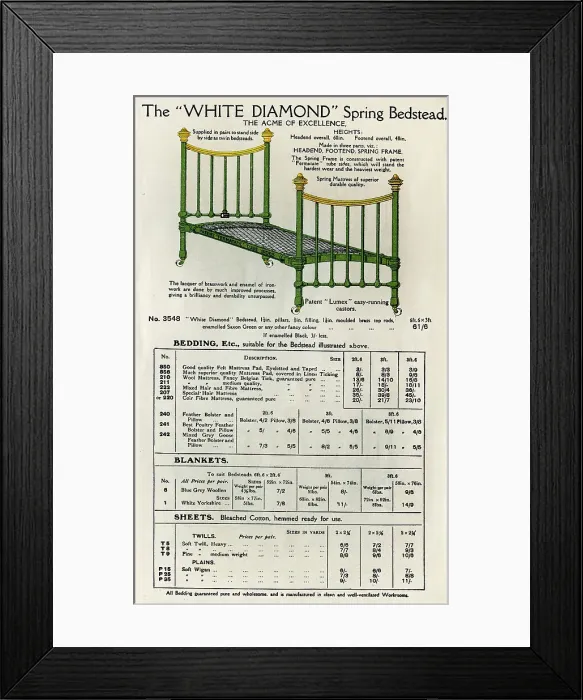 Framed Print : The White Diamond Bedstead No. 3 Framed Print : The White Diamond Bedstead No. 3