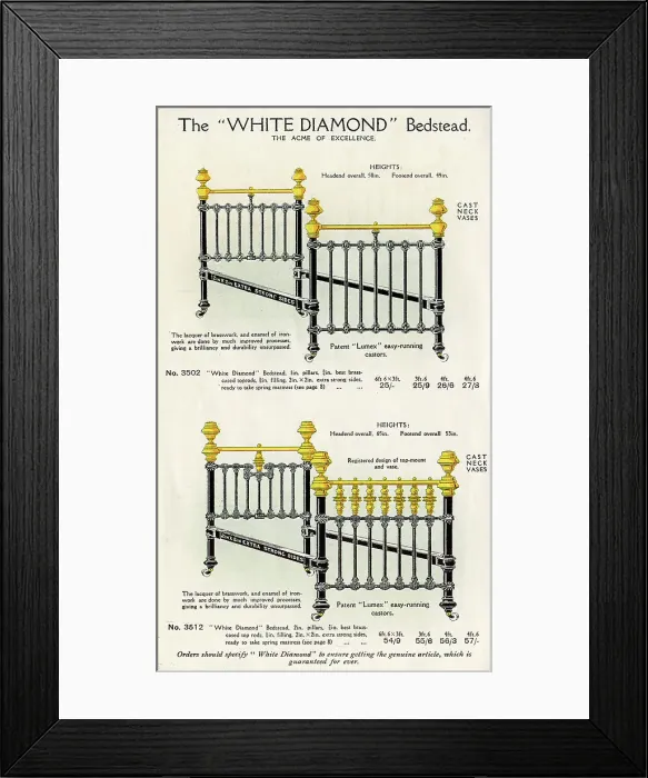 Framed Print : The White Diamond Bedstead No. 4 Framed Print : The White Diamond Bedstead No. 4