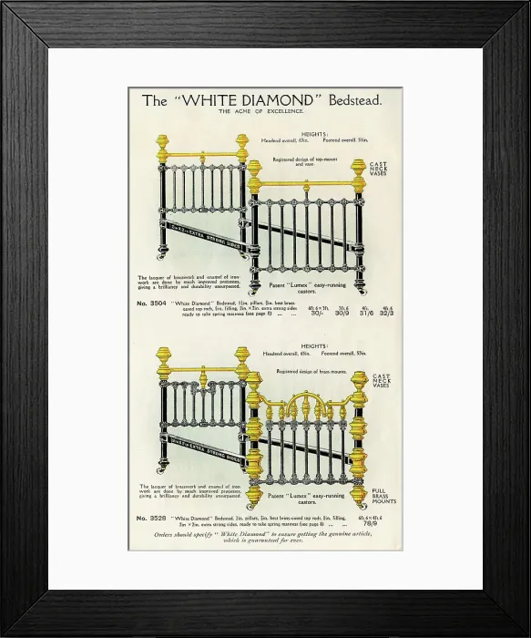 Framed Print : The White Diamond Bedstead No. 5 Framed Print : The White Diamond Bedstead No. 5