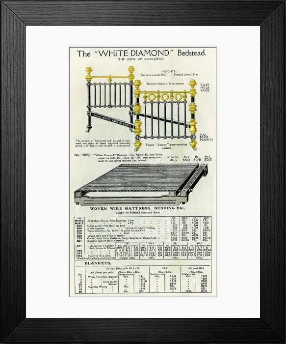 Framed Print : The White Diamond Bedstead No. 6 Framed Print : The White Diamond Bedstead No. 6