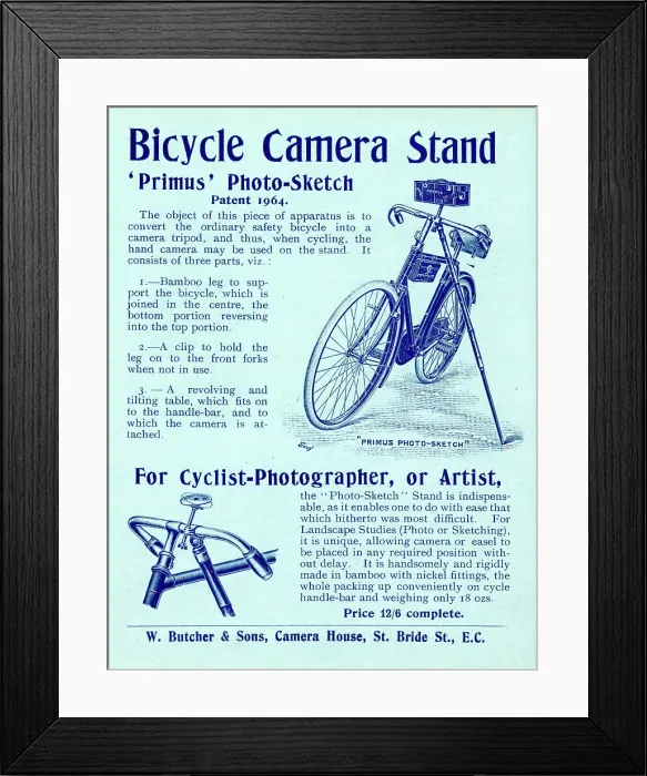 Framed Print : Bicycle Camera Stand for Cyclist Photographers Framed Print : Bicycle Camera Stand for Cyclist Photographers