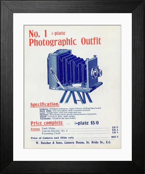 Framed Print : No 1 Quarter Plate Photographic Camera Outfit