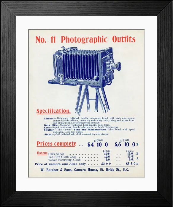 Framed Print : No 11 Half Plate or Full Plate Photographic Camera Outfit Framed Print : No 11 Half Plate or Full Plate Photographic Camera Outfit
