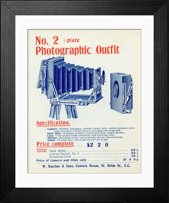 Framed Print : No 2 Half Plate Photographic Camera Outfit Framed Print : No 2 Half Plate Photographic Camera Outfit