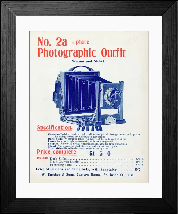 Framed Print : No 2A Quarter Plate Photographic Camera Outfit Framed Print : No 2A Quarter Plate Photographic Camera Outfit
