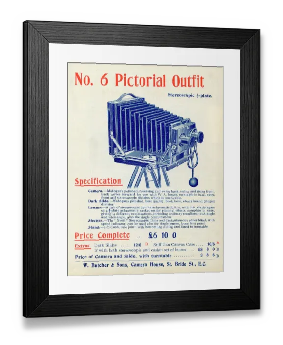 Framed Print : No 6 Stereoscopic Half Plate Photographic Camera Outfit Framed Print : No 6 Stereoscopic Half Plate Photographic Camera Outfit