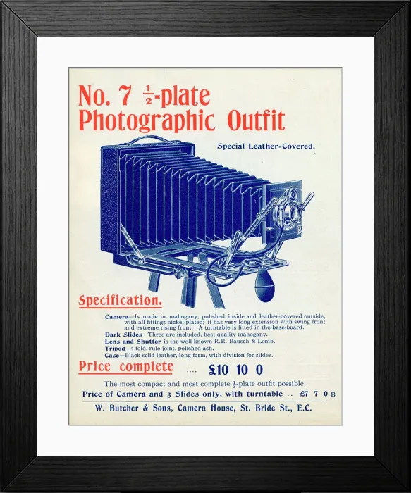 Framed Print : No 7 Half Plate Photographic Camera Outfit Framed Print : No 7 Half Plate Photographic Camera Outfit