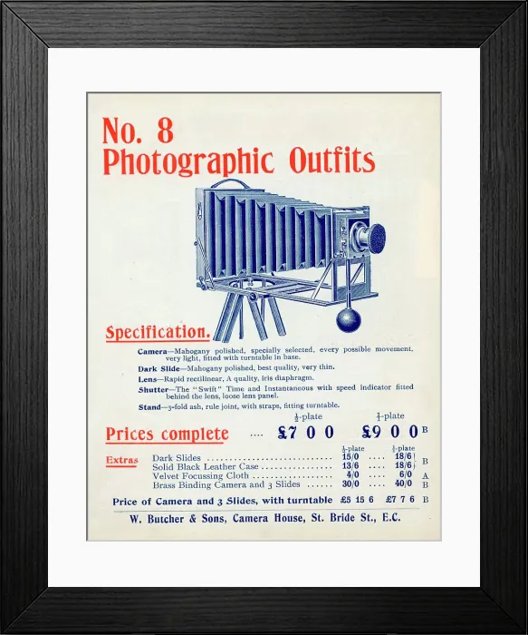 Framed Print : No 8 Half Plate or Full Plate Photographic Camera Outfit Framed Print : No 8 Half Plate or Full Plate Photographic Camera Outfit
