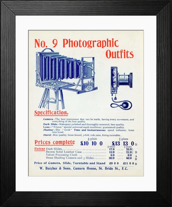 Framed Print : No 9 Half Plate or Full Plate Photographic Camera Outfit Framed Print : No 9 Half Plate or Full Plate Photographic Camera Outfit