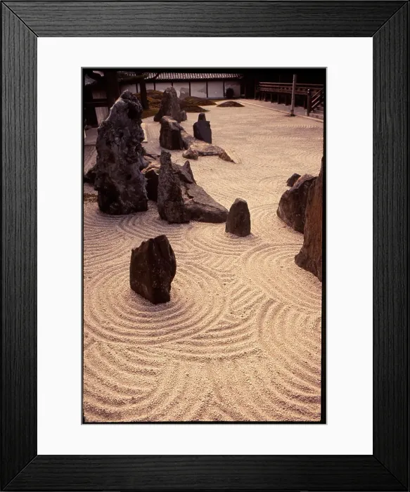Framed Print : Raked rock garden, Kyoto, Japan Framed Print : Raked rock garden, Kyoto, Japan