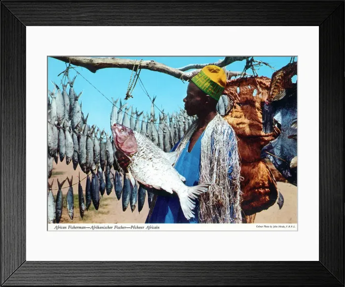 Framed Print : Africa - Fisherman and catch Framed Print : Africa - Fisherman and catch
