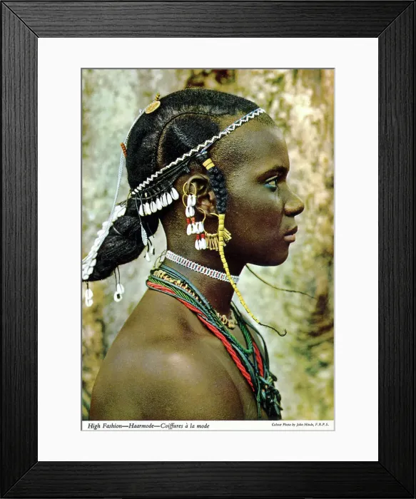 Framed Print : Africa - complex braided hair - bead decorations Framed Print : Africa - complex braided hair - bead decorations