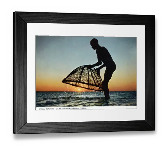 Framed Print : Africa - El-Molo Fisherman on shore of Lake Turkana, Kenya Framed Print : Africa - El-Molo Fisherman on shore of Lake Turkana, Kenya