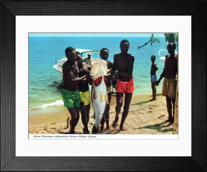 Framed Print : Africa - Fisherman bring a large fish ashore