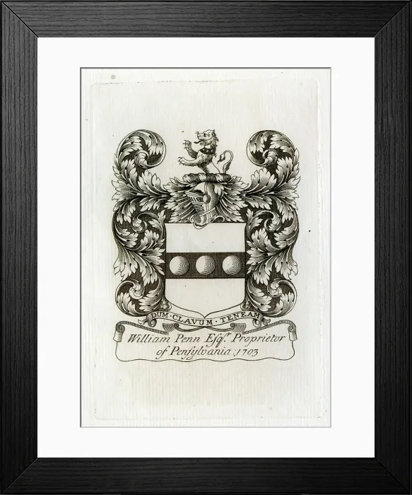 Framed Print : Bookplate of William Penn Framed Print : Bookplate of William Penn