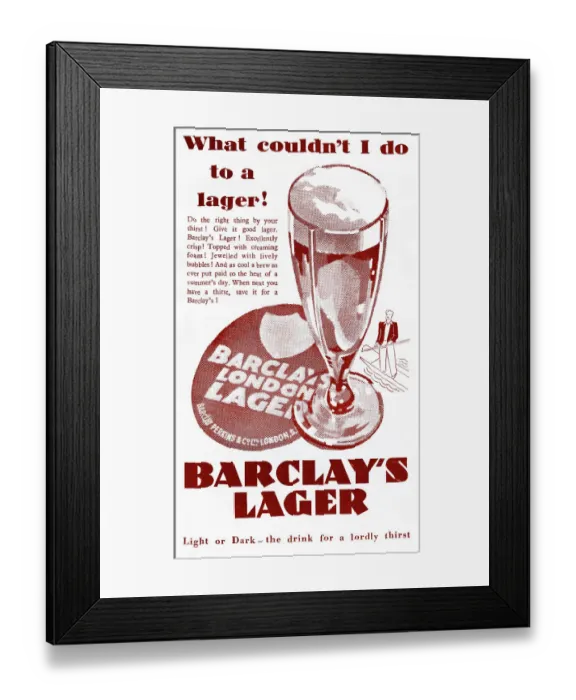 Framed Print : Barclay's Lager advert Framed Print : Barclay's Lager advert