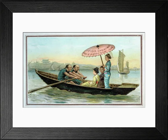 Framed Print : Chinese boating scene possibly Hong Kong Framed Print : Chinese boating scene possibly Hong Kong