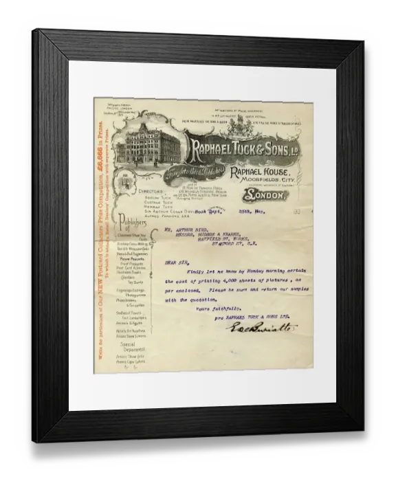 Framed Print : Illustrated headed Letter - Raphael Tuck Fine Art Framed Print : Illustrated headed Letter - Raphael Tuck Fine Art