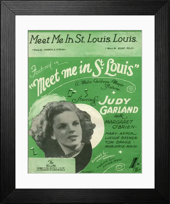 Framed Print : Judy Garland Sheet Music Cover Meet Me in St. Louis Framed Print : Judy Garland Sheet Music Cover Meet Me in St. Louis