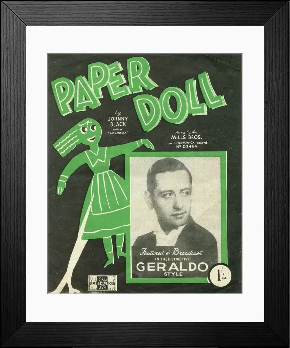 Framed Print : Sheet Music Cover Paper Doll performed by Geraldo Framed Print : Sheet Music Cover Paper Doll performed by Geraldo